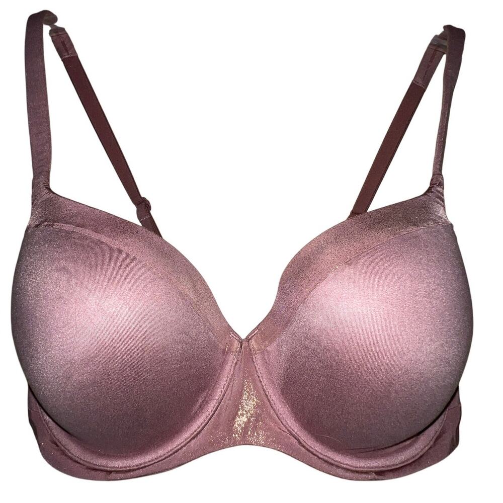 34DD Victoria's Secret Bra Lined Demi T-Shirt Smooth Microfiber Underwire Wine